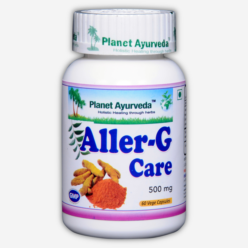 Planet Ayurveda Aller-G Care capsules om op een natuurlijke manier zowel acute als chronische allergieën onder controle te houden. Geweldig voedingssupplement voor gezonde longen.